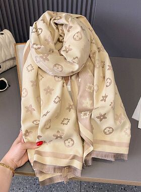 新款跨境高级感围巾女秋冬双面