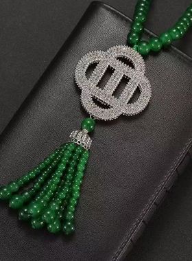 新中式古风串珠毛衣链女秋冬百搭高级感项链配饰衣服挂件旗袍汉服