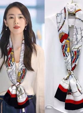 女百搭装饰品丝巾项链围脖领巾围巾衣服挂件春秋季衬衫新中式国风