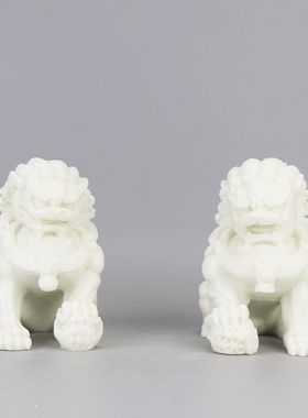 新中式石雕狮子摆件样板工艺品