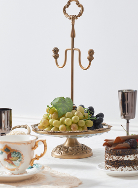法式黄铜双层甜品托盘欧式蛋糕盘