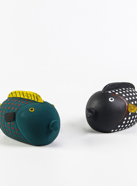 陶瓷可爱肥猫咪雕塑摆件嘟嘴鱼