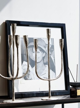 铝制银色三头五头烛台摆件装饰