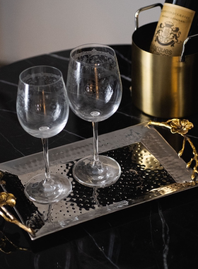 金银色黄铜枝叶装饰托盘收纳盘