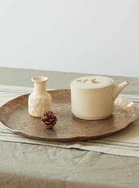 进口铝制复古做旧托盘果盘摆件