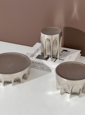 铝制银色圆形几何摆件托盘装饰品