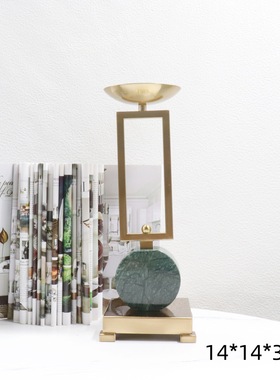 美式中式复古餐桌欧式大理石蜡烛台摆件样板间法式浪漫烛台装饰品