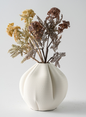 极简3D打印几何白色陶瓷花瓶饰品