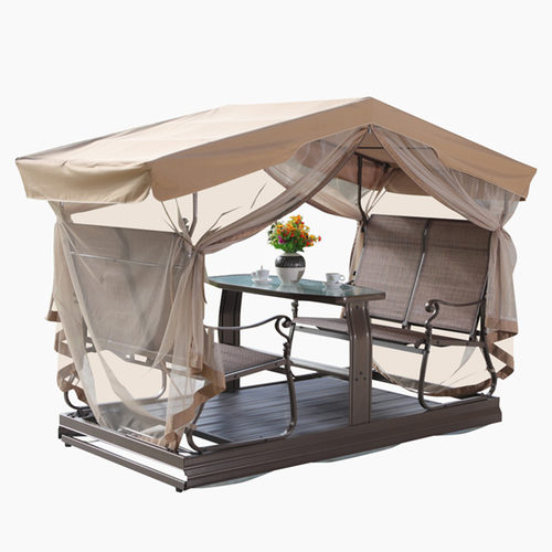 临亚户外四人动力摇椅家用庭院秋千吊椅露台室外多人休闲铝制摇椅 - 图0