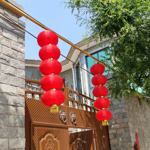 连串灯笼户外防水防晒装饰广告折叠春节新年灯笼挂饰纸灯笼红灯笼 - 图1