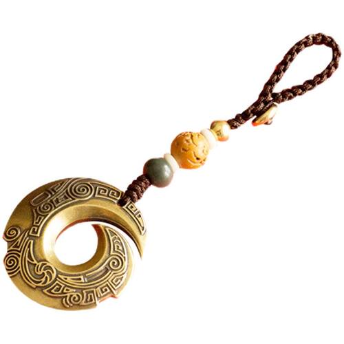 手工纯黄铜复古时来运转简约汽车钥匙扣挂件招财保出入平安包挂饰 - 图3