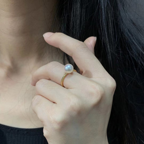 DIY配件 S925纯银时尚简单珍珠戒指空托开口指环银戒托半成品配饰 - 图2