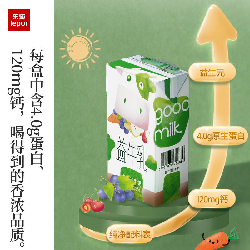 乐纯儿童益牛乳高钙牛奶4.0g蛋白营养早餐奶整箱125ml*9盒*1箱-图1