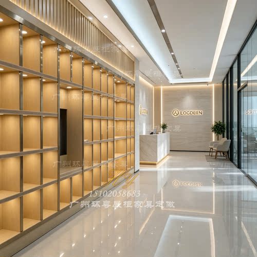 新中式现代简约办公室展示柜书柜客厅储物柜组合柜定制格子收纳柜 - 图2