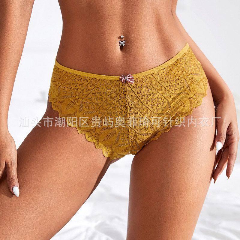 性感中腰女士内裤 热卖高档蕾丝花边蝴蝶结交叉带女三角裤亚马逊,淘宝优惠券,粉丝福利购,淘宝优惠卷