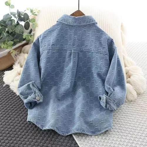 男童牛仔衬衫2025春秋新款儿童休闲外套男孩中大童上衣长袖衬衣潮 - 图2