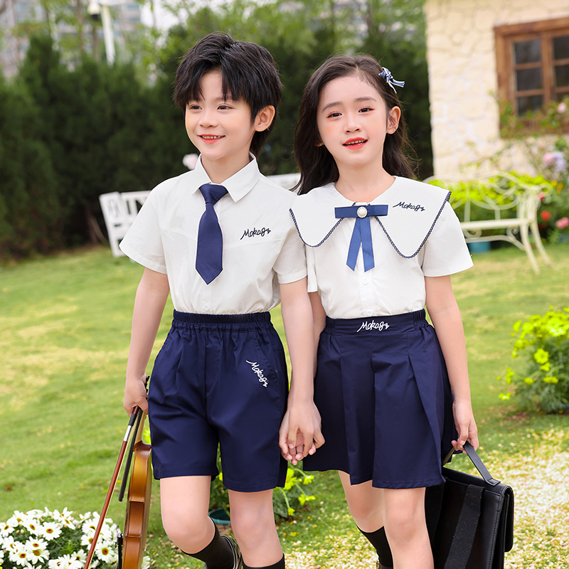 英伦风校服套装中小学生夏装新款儿童班服演出服韩版制服幼儿园服-图1