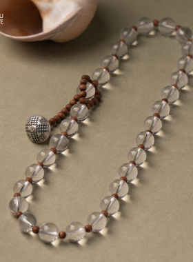 由子野丨大自在丨原创天然白水晶老山檀项链女小众925高级感Y字链