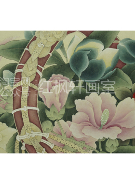 精品熟宣纸手绘稿花篮工笔国画