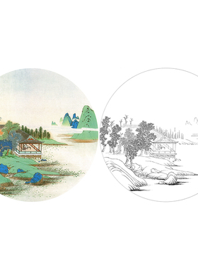 有步骤花鸟国画白描底稿小品牡丹