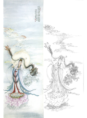 临王少卿工笔画白描底稿牡丹