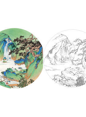 有步骤花鸟国画白描底稿小品牡丹