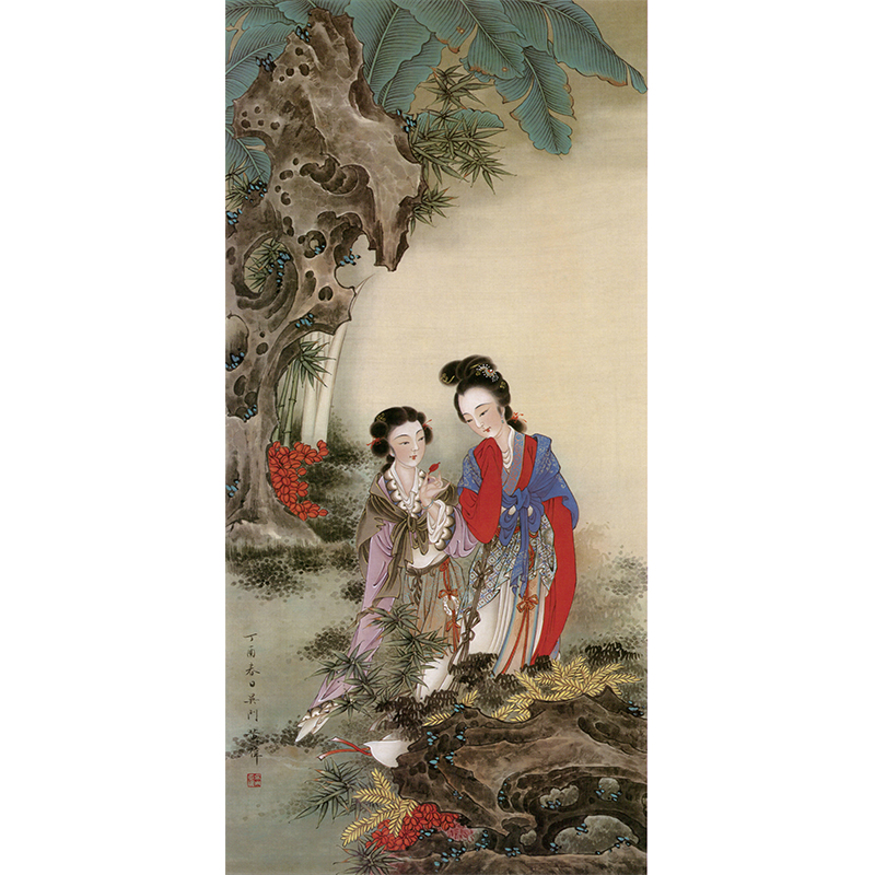 【有步骤】临摹黄伟工笔原大画稿《蕉荫仕女》国画古代人物白描稿