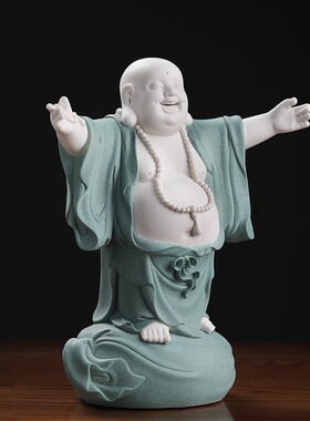 陶瓷大肚笑佛摆件招财弥勒佛像工艺品家居客厅玄关会所装饰品礼品