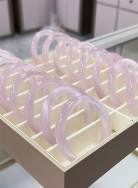 天然马料高冰种荔枝粉猫眼石手镯