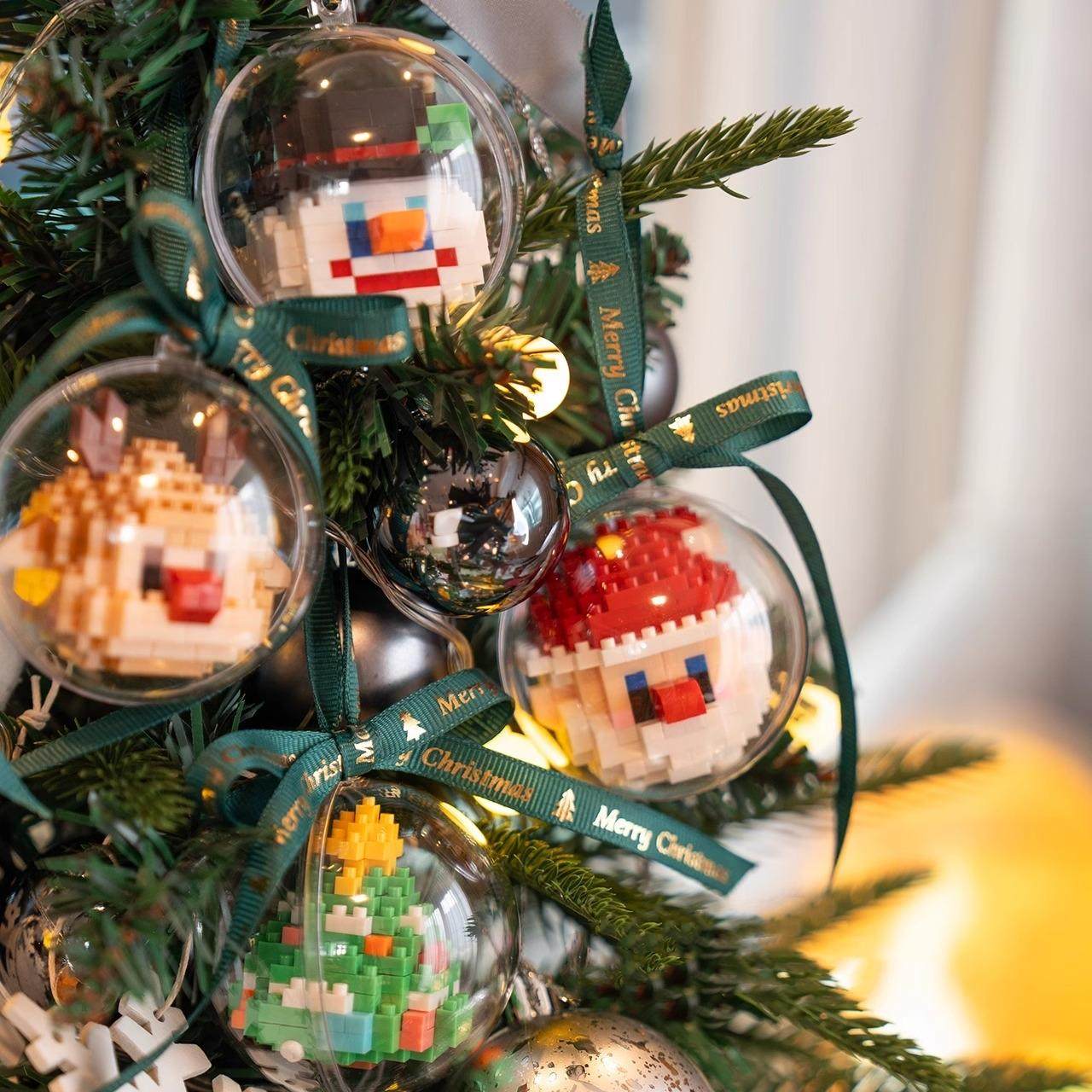 2024圣诞球挂件 圣诞老人圣诞树麋鹿雪人圣诞节礼物女生DIY微颗粒