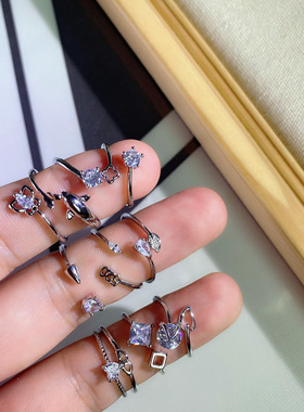 女铜锆石日韩风开口戒指保色