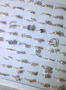 锆石戒指女铜微镶日韩加厚保色