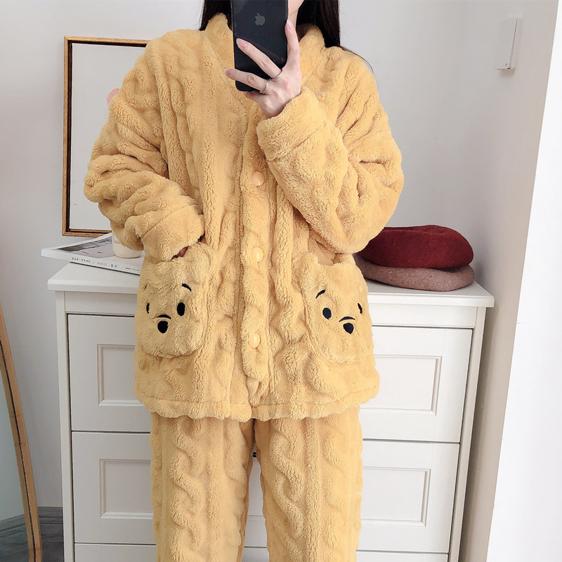 北极绒珊瑚绒冬季女学生卡通睡衣 阔图睡衣/家居服套装