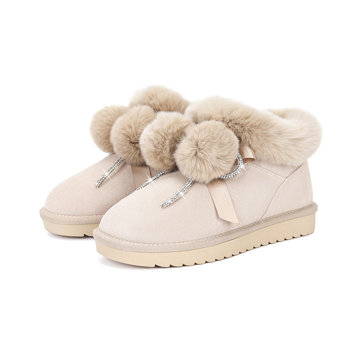 星期六毛球2021冬新保暖甜美雪地靴 SATURDAYMODE时尚雪地靴