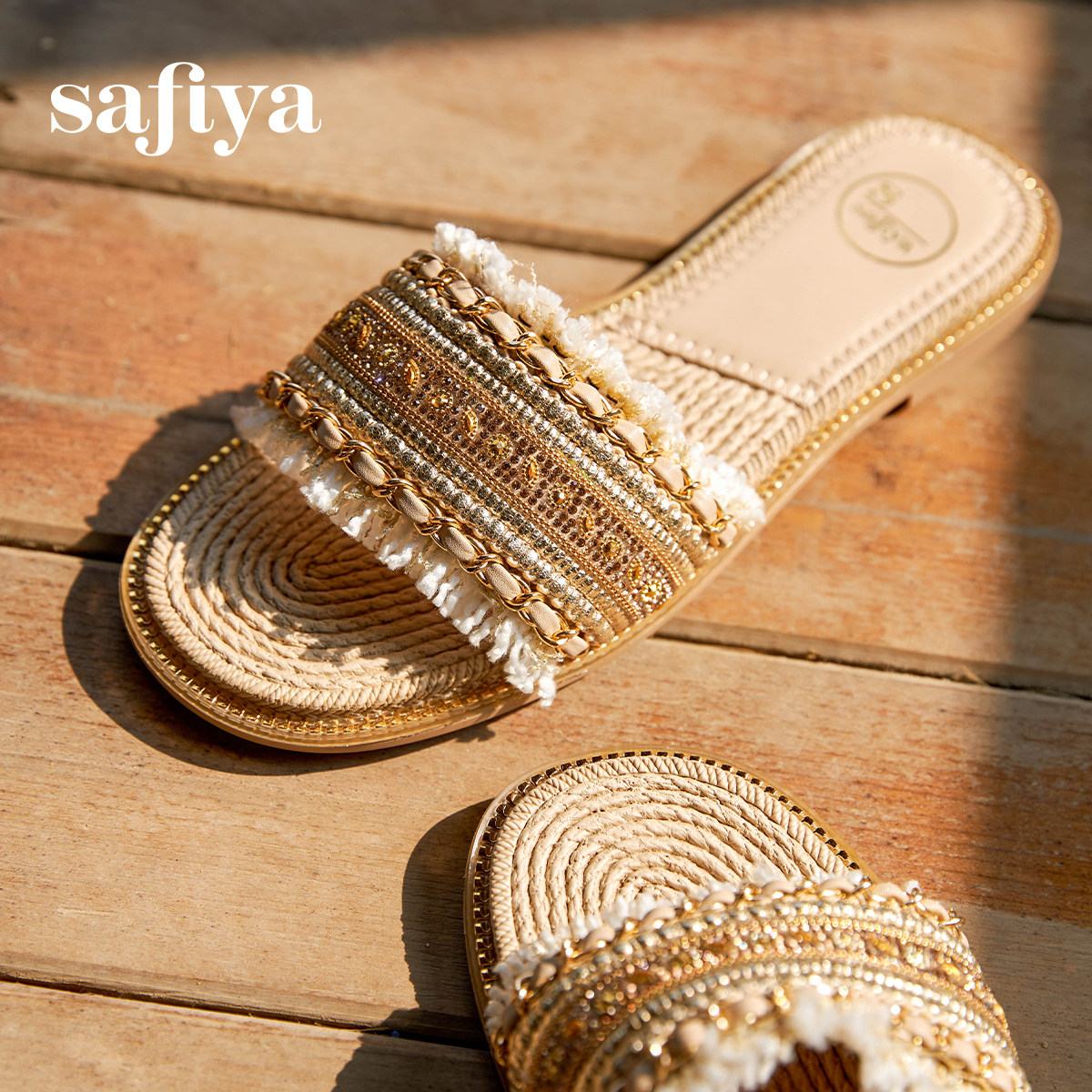 索菲娅波西米亚风凉拖女2025夏季新款时尚小香风平底外穿一字拖鞋,淘宝优惠券,粉丝福利购,淘宝优惠卷