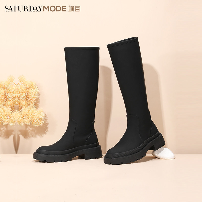 星期六高筒瘦瘦女2022冬新骑士靴 SATURDAYMODE骑士靴