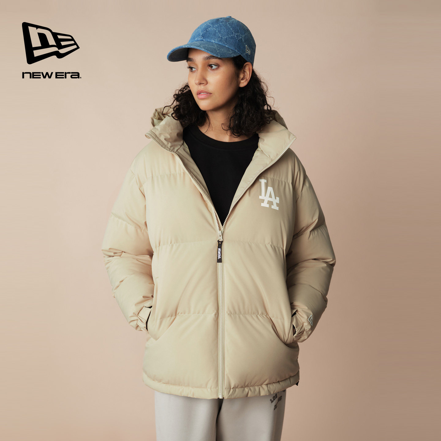 New Era纽亦华2025秋冬新款MLB羽绒服男女百搭连帽加厚保暖情侣