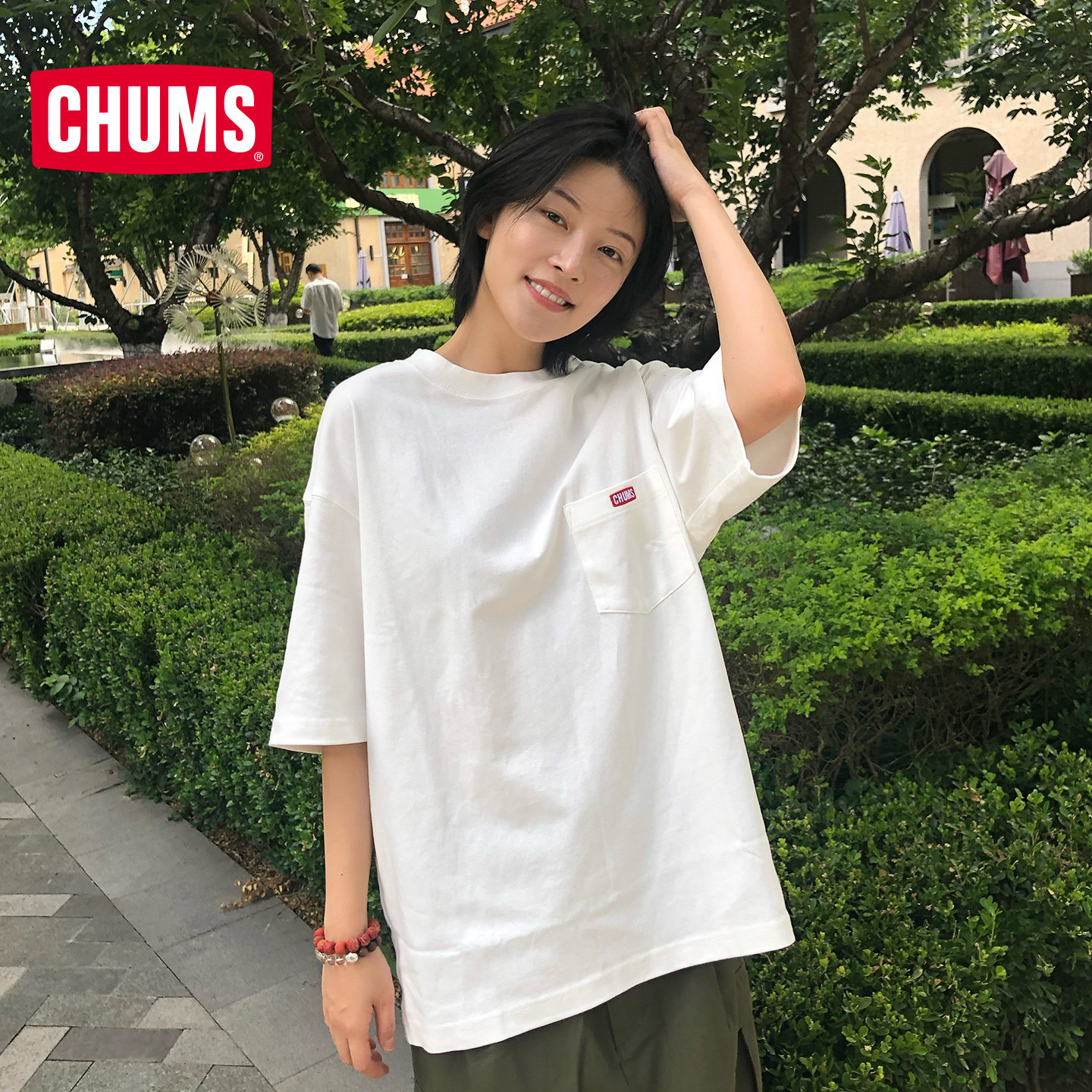 CHUMS洽洽鸟户外短袖T恤休闲简约重磅棉上衣运动男女CH01-2601,淘宝优惠券,粉丝福利购,淘宝优惠卷