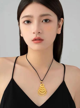 越南沙金电镀真金孔雀吊坠三层开屏项链女款时尚项链直播电商