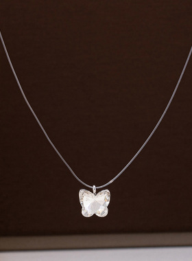 梦幻蝴蝶项链法式简约小众闪钻锁骨链甜美气质高级轻奢项饰品