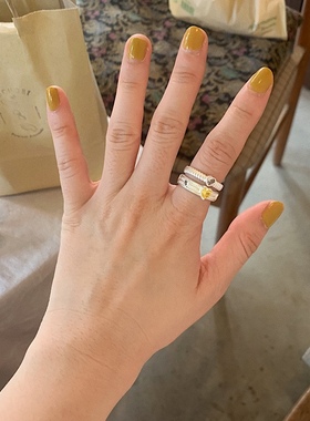 金属甜酷哑光金属开口戒指少女