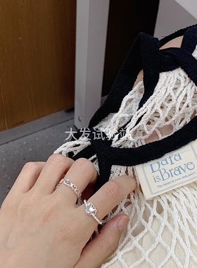 无性别合金金属复古个性爱心戒指