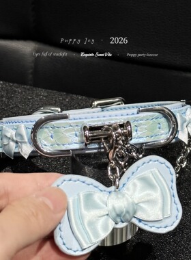 PuppyJoy「蓝色蝴蝶结」新品蟒蛇皮choker项圈项链高级手工定制