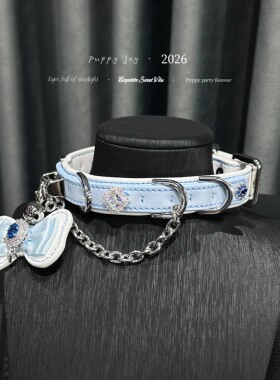 PuppyJoy「蓝色蝴蝶结」choker狗狗项圈手工定制