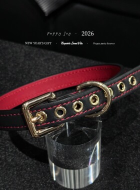 PuppyJoy福利10条「黑红」牛皮choker手环项圈高级手工定制