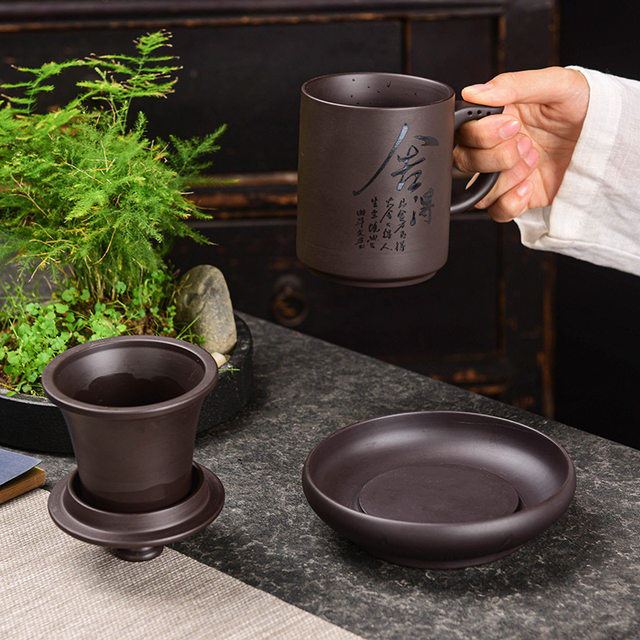Purple sand tea cup personal ceramic with lid large capacity