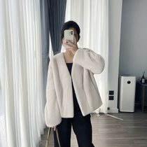 Leo Louvre Second generation Import Purple Label grade Short second minke leather Grand coat Female Mink Mink Fur Fur Fur Coats V Collar Coat