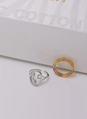 彩色树脂戒指镂空皇冠几何情侣