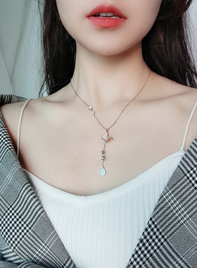 钛钢不掉色蝴蝶流苏玫瑰金锁骨链