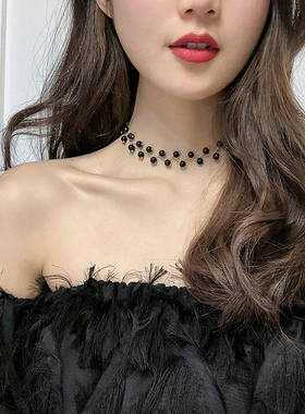 气质珍珠锁骨链女项链项圈学生